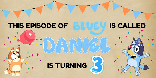 Bluey Birthday Banner, Editable Canva Template (PDF File)