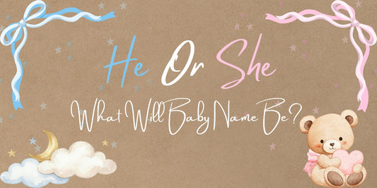 He or She Baby Name Banner | Gender Reveal Party Banner Printable