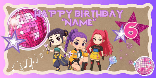 Custom Kpop Birthday Banner | Personalized Party Decor | Music Theme Backdrop (Digital Download)