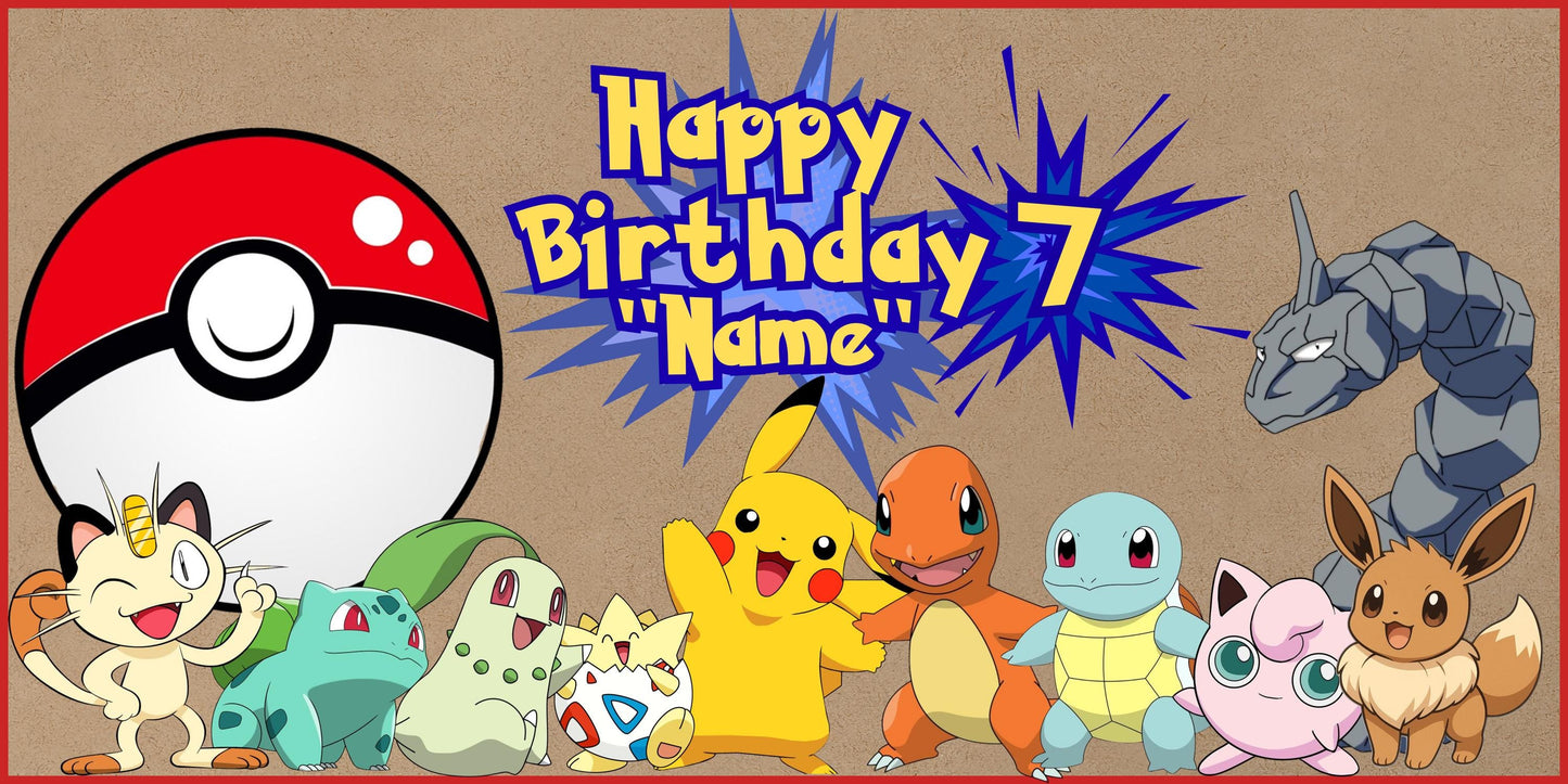 Pokemon Birthday Banner Editable Template, Instant Download Digital Banner