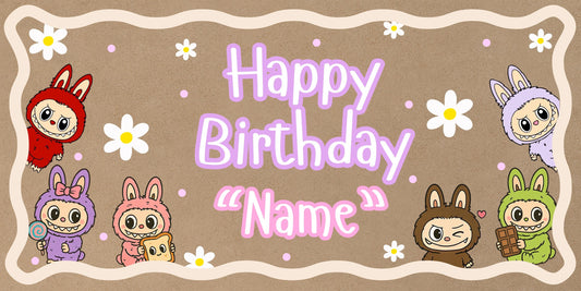 Labubu Birthday Banner, Customizable Name Age Party Decor (Digital Download)